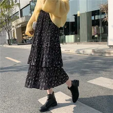 M-4XL большого размера осенняя и зимняя юбка размера плюс Толстая мм200 кг средняя длина французский стиль тонкая многослойная юбка