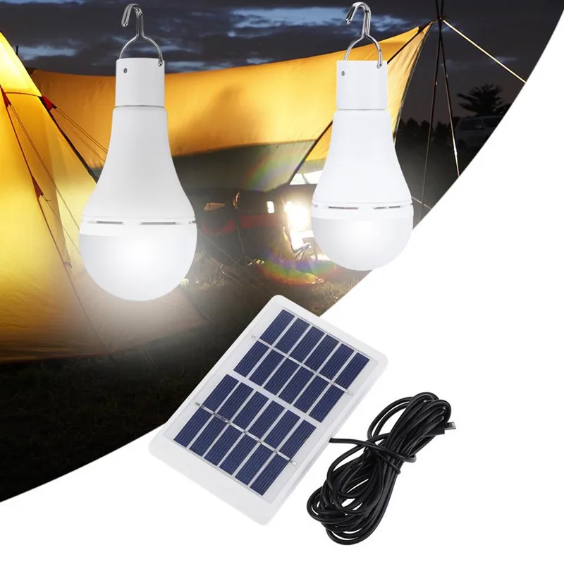 Bombilla solar portátil con sensor de luz LED Mando a distancia con  temporizador ajustable Panel solar