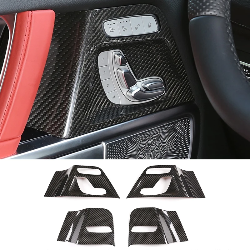 

For Mercedes-Benz G-Class W463 2019-2020 Real Carbon Fiber Car Seat Switch Adjustment Protection Panel Car Interior Accessories