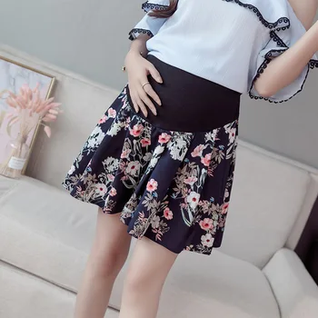 

2020 Summer Maternity Fashion Belly Shorts Plus Size High Waist Pregnant Women Floral Pleated Shorts Nice Printing Clothes Sweet