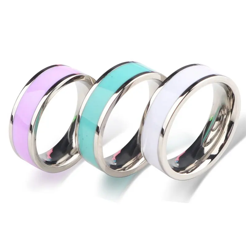 Couples Rings Stainless Steel Ceramic Finger Ring Valentine Gift