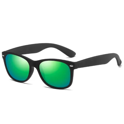Классические мужские солнцезащитные очки, поляризационные, gafas de sol hombre, фирменный дизайн, Ретро стиль, для вождения, квадратная оправа, солнцезащитные очки, wo, мужские очки - Цвет линз: matt black green