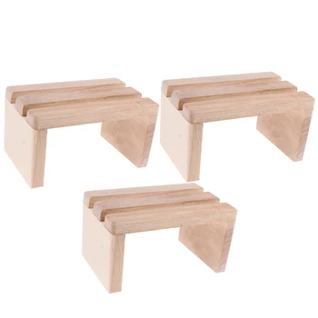 

3Pcs Wood Foot Step Stool Platform Foot Roller Massage Stool Chair for Feet Spa Bath Barrel Bucket Toilet Seat Under Desk