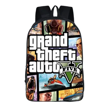 

Cartoon Grand Theft Auto GTA5 3D Backpack School Bag Book Bag Zipper Messenger Children Boys Girls Students School Gift Mochilas