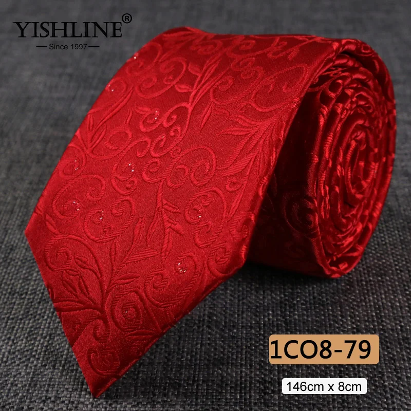 1CO8-79 YISHLINE, распродажа, 8 см, мужские галстуки, классический галстук, синий, для мужчин, в полоску, в клетку, серый, розовый, деловой галстук для жениха, свадебные аксессуары - Цвет: 1CO8-79
