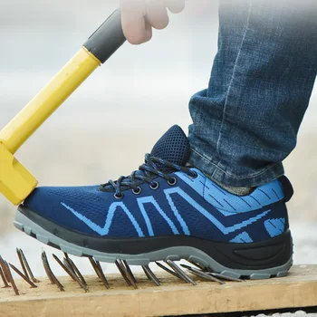 

Steel Toecap Mens Casual Shoes Outdoor Breathable Work Safety Shoes Men Sneakers Air Mesh Shoes Male Non-slip Adult Shoes SS88