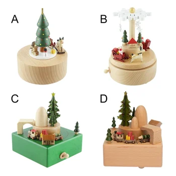 

Modern Christmas wooden music box Wooden Decorations Table Ornaments Christmas Gift Christmas Home Decoration Accessories