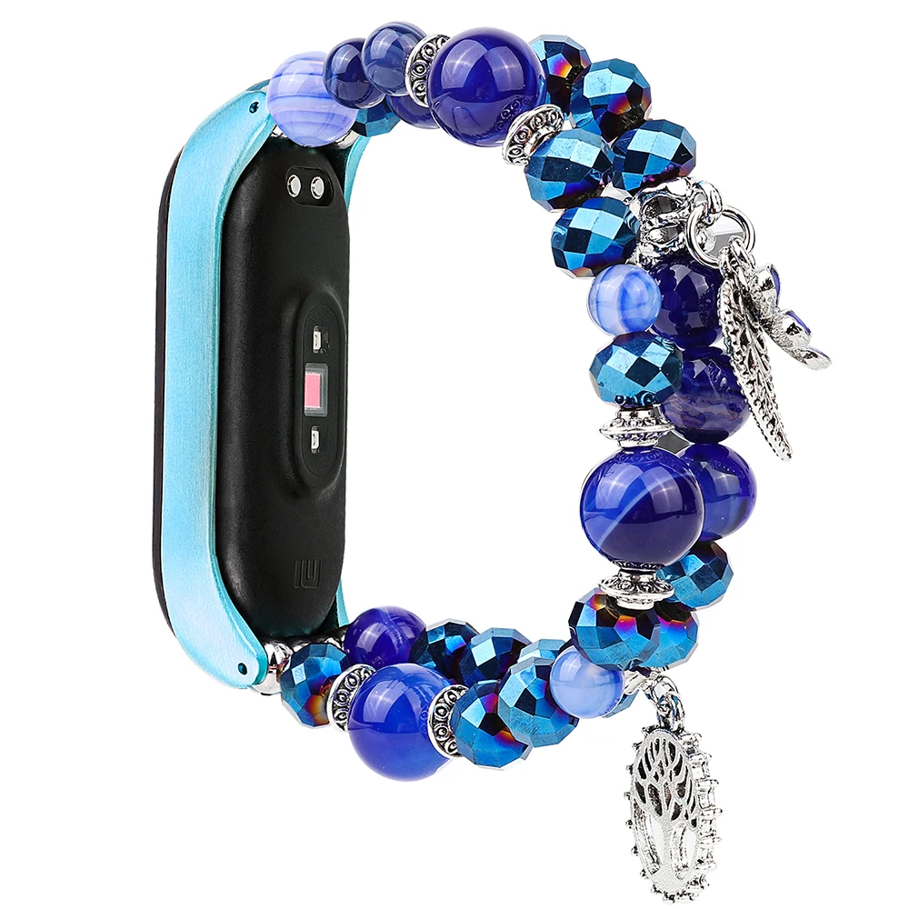 Ágata Frisado Pulseira Acessórios para Xiaomi mi Banda Miband Pulseira de Substituição para Feminino Jóias Dressy Pulseira de Relógio - Image 4