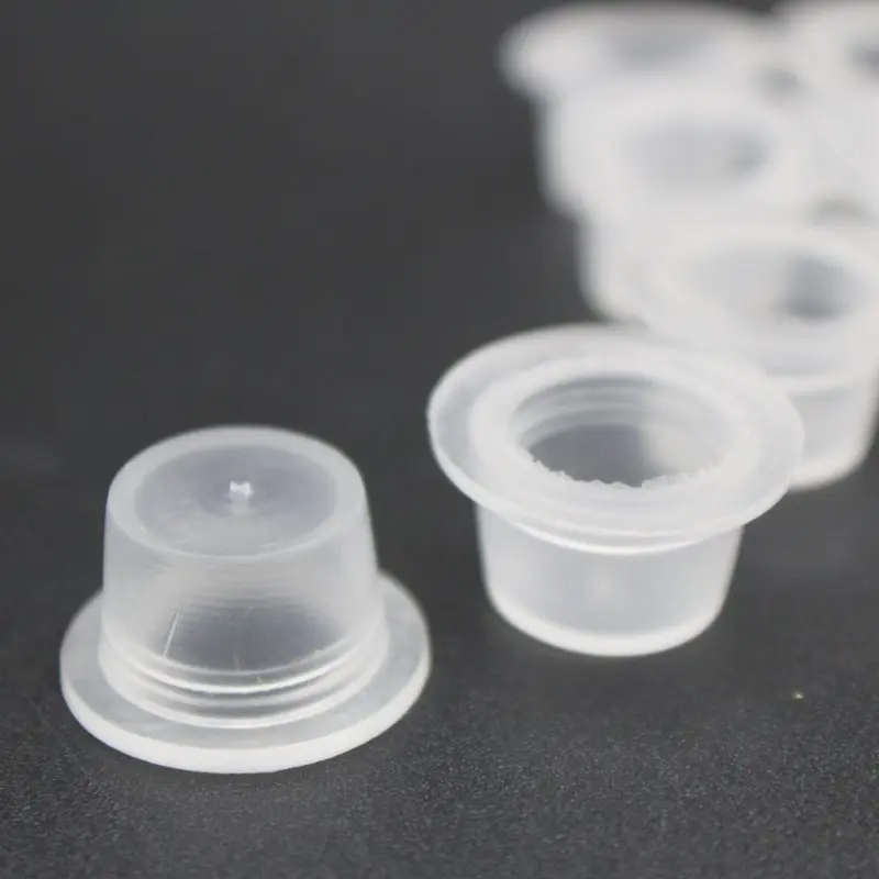 500Pcs silicone Medium 13mm Diameter Tattoo Ink Cup Pigment Holder Container Caps For Protect Tattoo Needle Tip - Цвет: Transparent