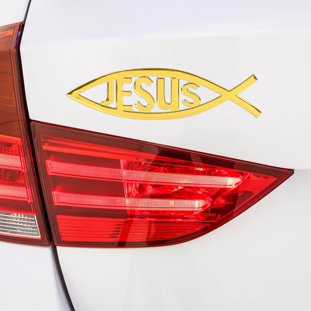 

LEEPEE Car styling Jesus Fish Car Sticker Waterproof Decal PVC Chromed Emblem Badge Christian Decal Sticker