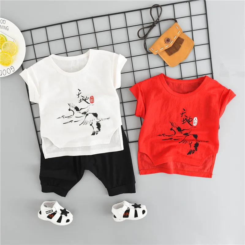 

Boys Summer Animal And Word Print Tops Blouse T-shirt+Shorts Casual Short Sleeve Outfits Sets