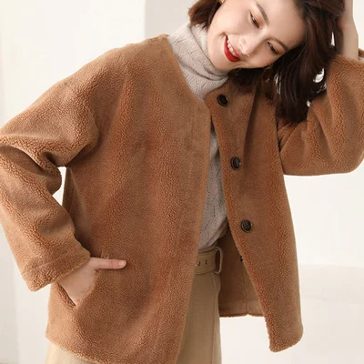 DUOUPA new real wool mantle real sheepskin ladies natural fur mantle wild leather lining jacket high quality clothes - Цвет: E
