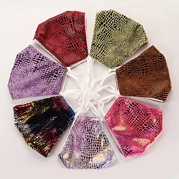

Fashion Women Mouth Mask Shiny Snake Scale Pattern PM2.5 Anti-Dust Face Mask Cotton Protective Mouth Cap Reusable Breathable