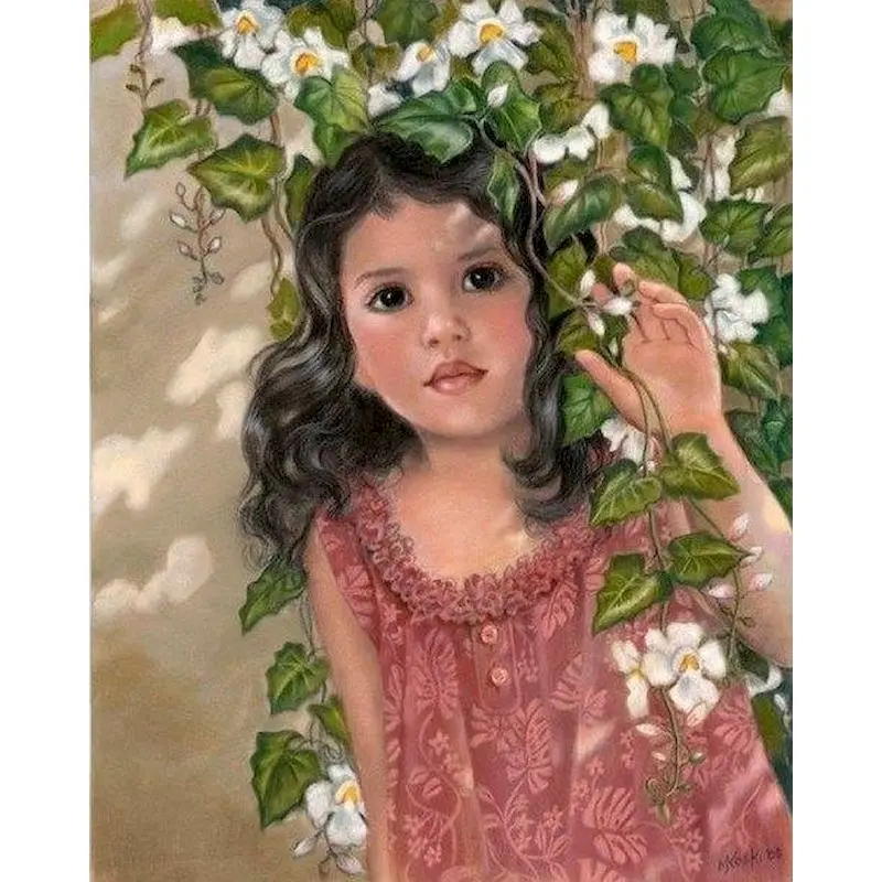 

Oil Painting By Numbers Baby Girl Painted Abstract On Canvas DIY Pictures Lovers Gift Home Decor Wall Art
