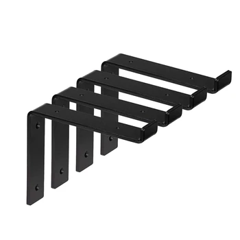 

4 Pack Shelf Brackets 6 Inch Rustic Lip Bracket for Shelves Floating Brace Support for DIY Open Farmhouse Home Decor