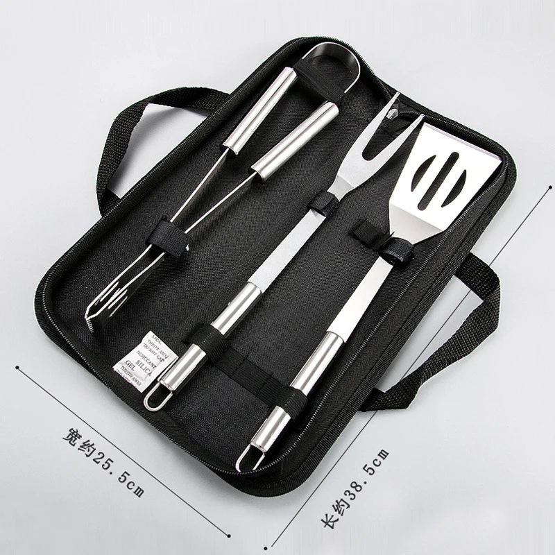 3pcs/set Stainless Steel BBQ Set Fork Grill Shovel Baking Spatula Barbecue Grilling Tools Outdoor Camping Cooking Tools