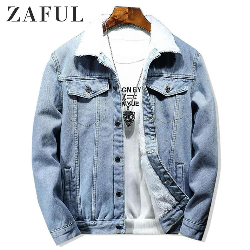 denim jacket fluffy collar mens