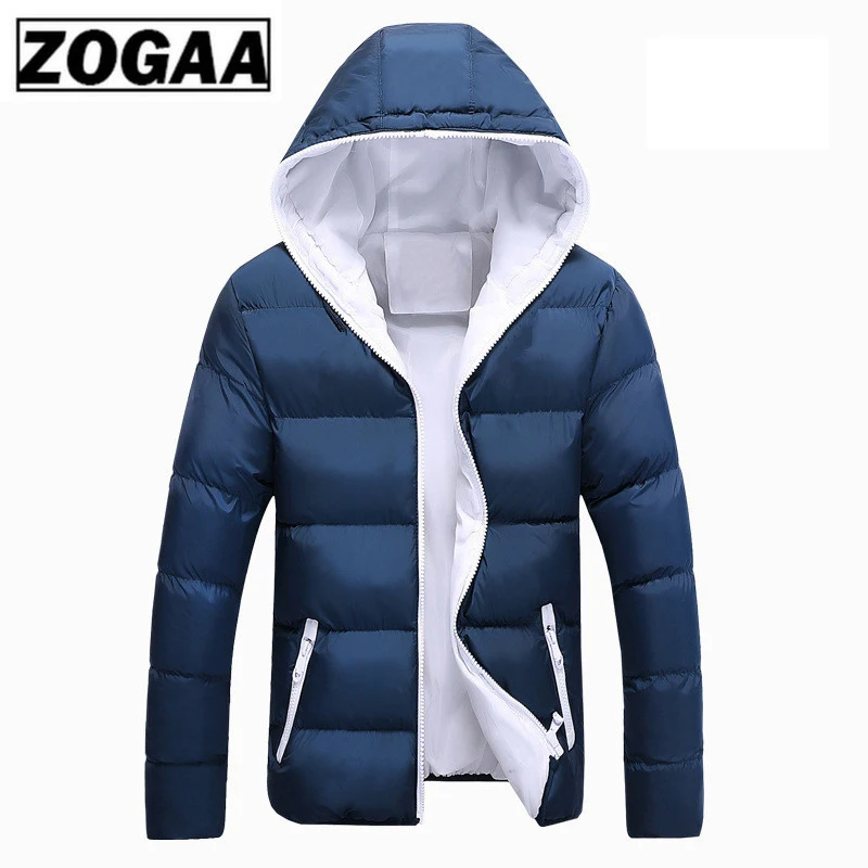 ZOGAA мужские зимние повседневные новые с капюшоном толстые стеганые куртки на молнии тонкие мужские и женские пальто Мужская парка верхняя одежда теплое пальто