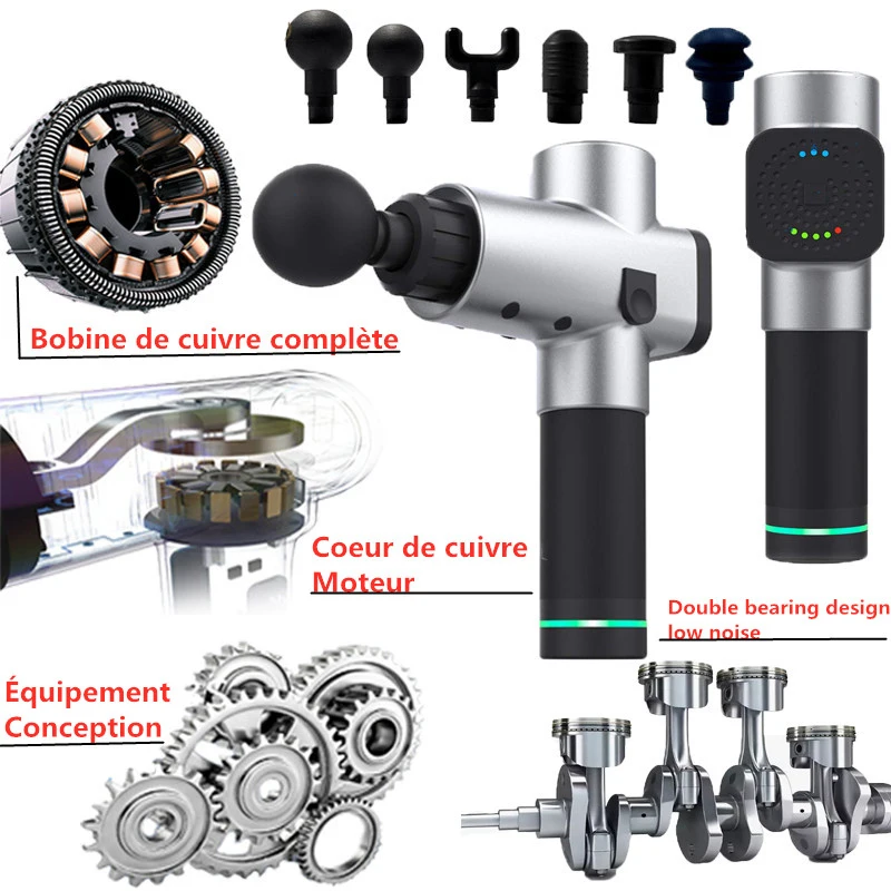 Deep Tissue Massager Muscle Stimulator Cordless Rechargeable Body Relaxing Slimming Shaping Pain Relief Massage Gun Free 4