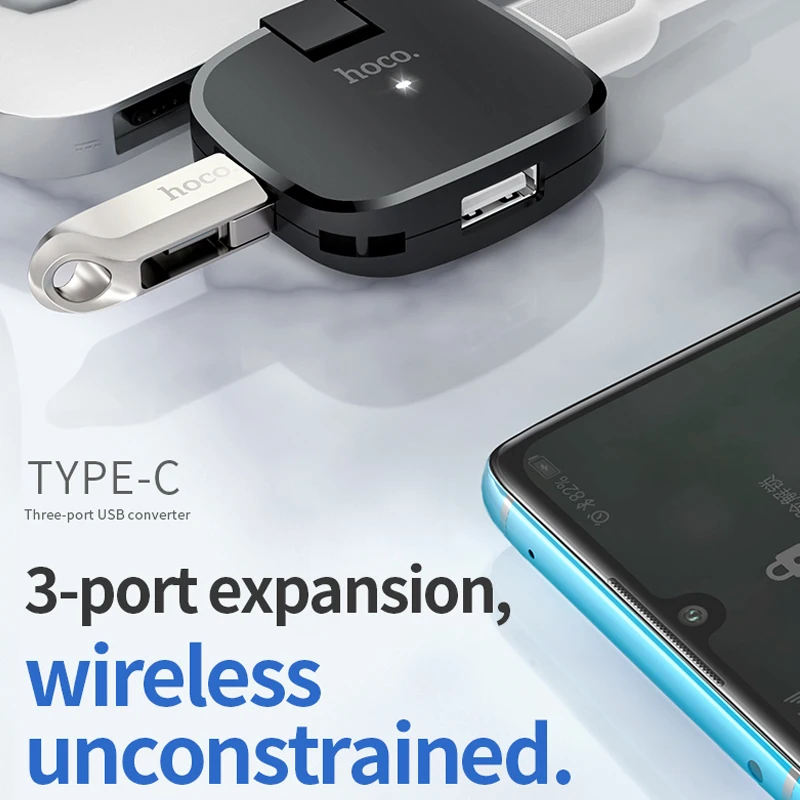 HOCO Type C HUB 3 Port USB-C to USB Splitter Converter OTG Adapter Cable for Macbook Pro iMac PC Laptop Notebook Accessories