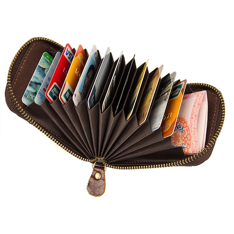 MAHEU Genuine Leather Card Purse Men Women ID Credit Card Zipper Mini Coin Purse with Multi Card Slots Hot Selling Designs