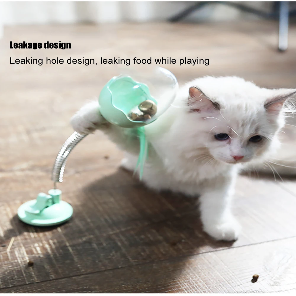 Funny Interactive Cat Toys With LED Light And Feathers Spring Tumbler Leakage Food Kitten Pets Dispenser For IQ Trainning3