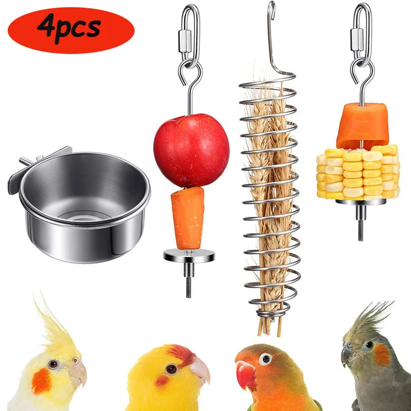 2021 New Bird Food Holder Support Hanging Cage Bowl Drinking Feeder