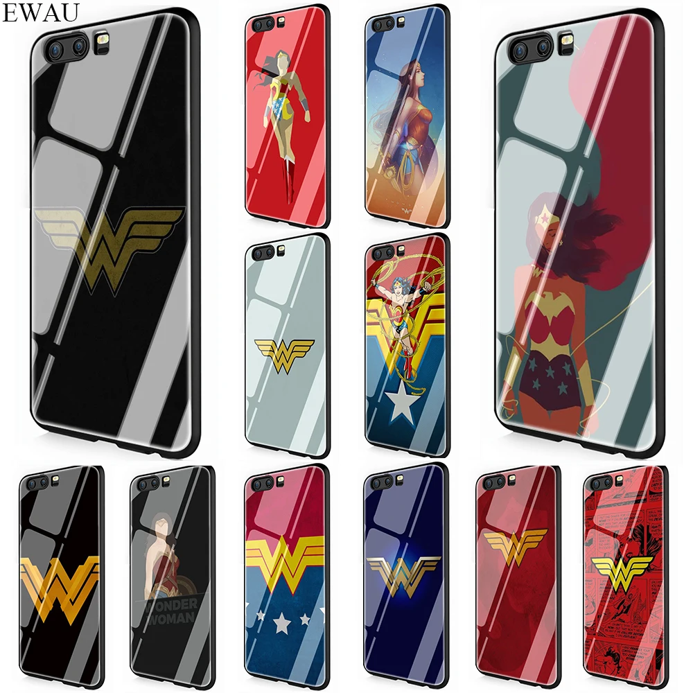 Чехол для телефона из закаленного стекла с логотипом EWAU Wonder Woman чехол Huawei Mate P 10 20 30