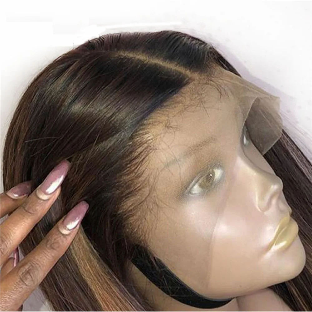 

#1/27 Highlight Colored Full lace Human Hair Wigs ombre Two Tone Lace Frontal Wig Fake Scalp Lace Front Human Hair Wigs