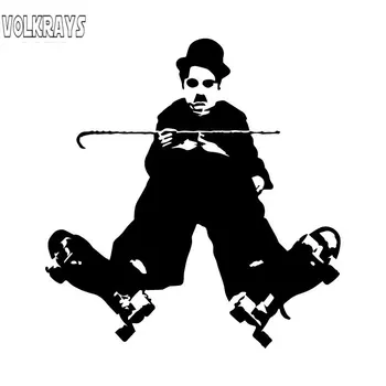 

Volkrays Funny Car Sticker C Chaplin on Skates Accessories Reflective Waterproof Vinyl Decal Black/Silver,14cm*14cm