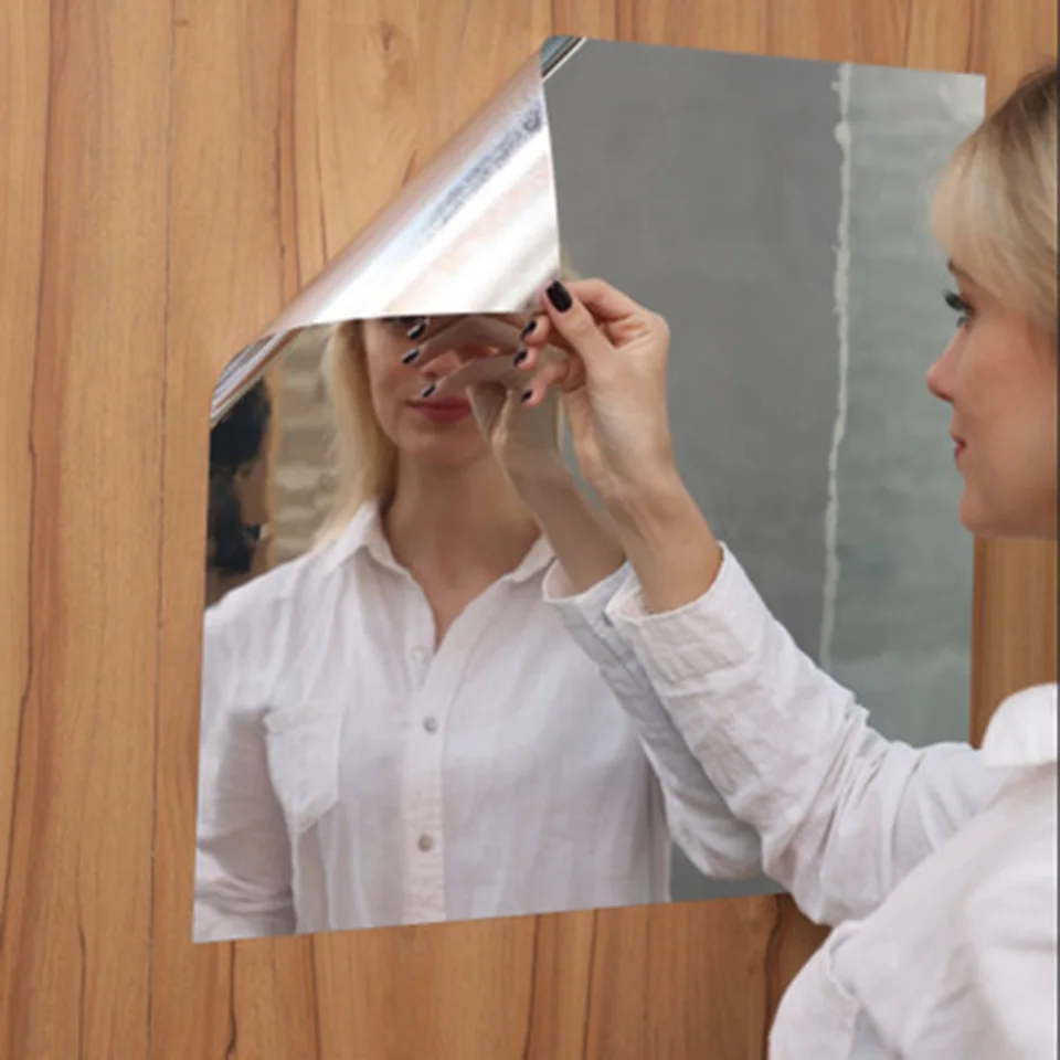 Pegatinas autoadhesivas de película de espejo, Adhesivo de pared de lámina  de espejo de alta calidad, pasta de espejo extraíble, 50cm x 100cm