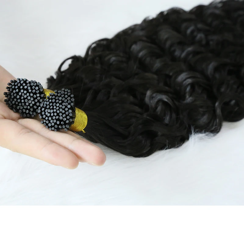 Russian Mongolian I Tip Hair Extensions Virgin Human Hair Natural Wave 16-24 Inch Stick Tip Extensions Pre Bonded