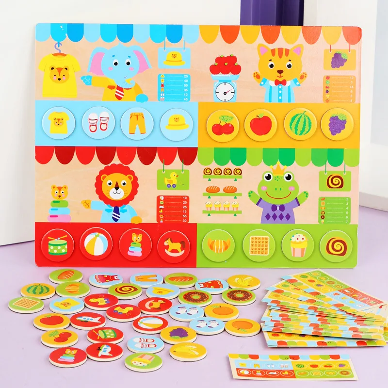 

Children's wooden magnetic store stickers toys Early childhood education puzzle brain development