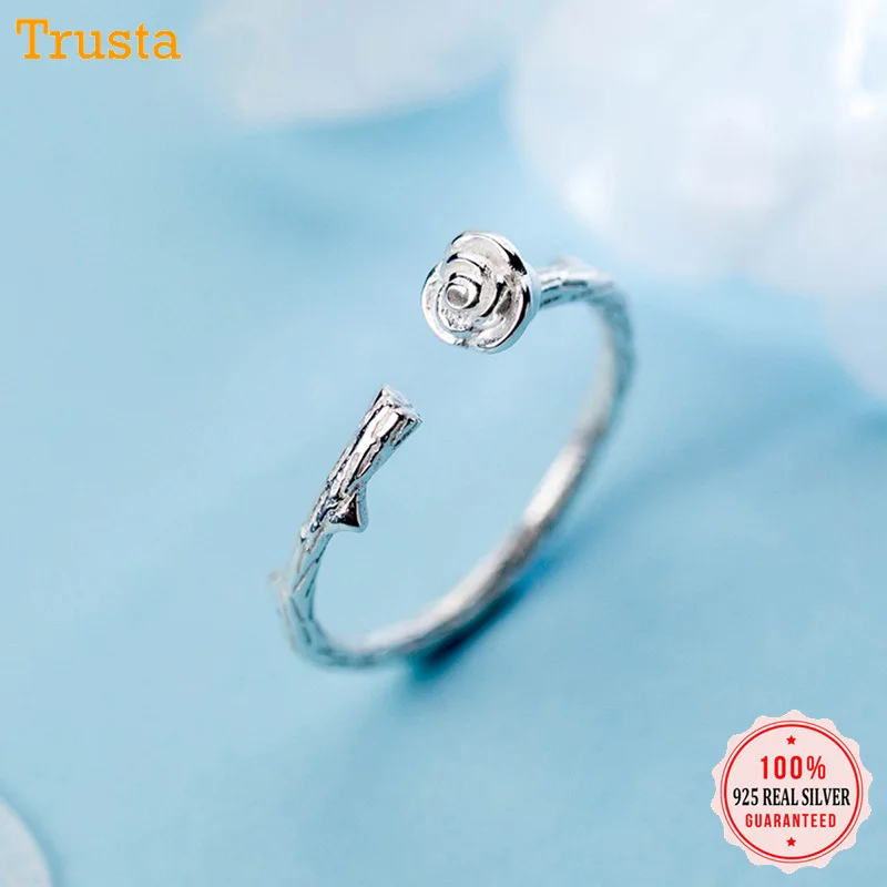 Trustdavis 925 настоящие серьги-подвески с цветочным украшением из чистого серебра филиал Открытие Кольца Размеры 5 6 7 замечательны для Для женщин девочек Дамская DA162