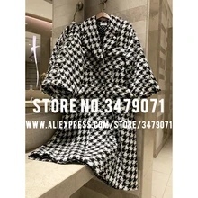 Высокая мода, Трендовое шерстяное пальто в клетку, повседневное, контурное, на одной пуговице, Свободное пальто, высокое качество, женское, твил, длинное пальто