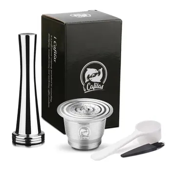 

Stainless steel Round-hole Refillable Coffee Capsule Pod Filter Dripper Tamper Powder hammer for Nespresso U Coffee Machine