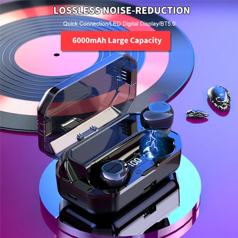 

6000MAh Led Display IPX7 Waterproof TWS Wireless Earphones Bluetooth Earphone Wireless Earbuds 8D Stereo Headset G03