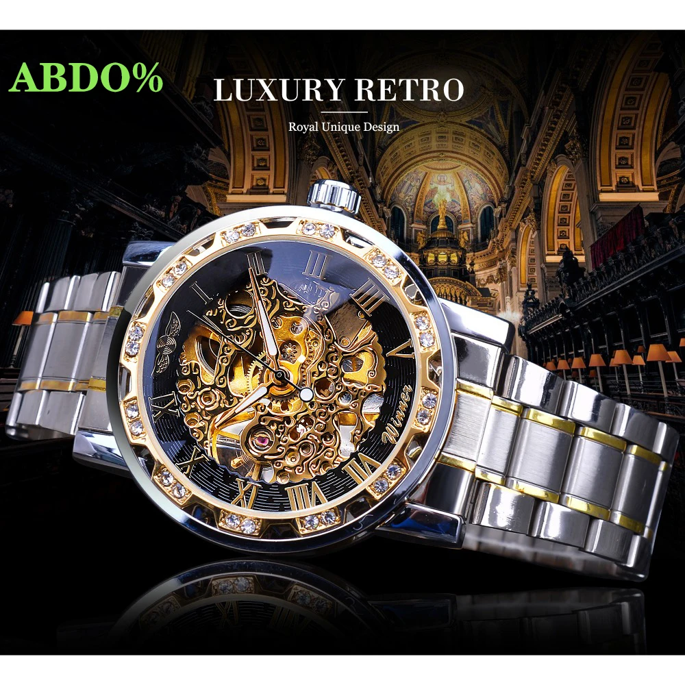 ABDO2019 модные часы с бриллиантовым дисплеем светящийся указатель механизм Ретро