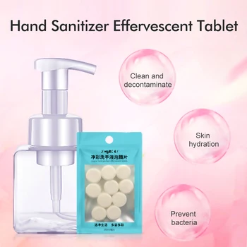 

Effervescent Tablets Hand Sanitizer Foam Type Super Clean Power Strong Disinfect 10 effervescent tablets + 1 plastic bottle