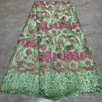 

Green 2019 Veritable French Lace Swiss Tulle Lace Fabric Floral Embroidery African Nigerian Sewing High Quality For Lace Dress