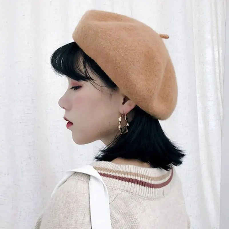 Берет женский шерстяной фетровый однотонный Осень-зима | Аксессуары для одежды