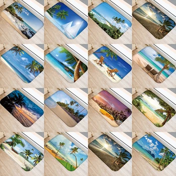 

1pcs 40*60cm Sea Beach Scenic Pattern Anti-Slip Suede Carpet Door Mat Doormat Outdoor Kitchen Living Room Floor Mat Rug 48293