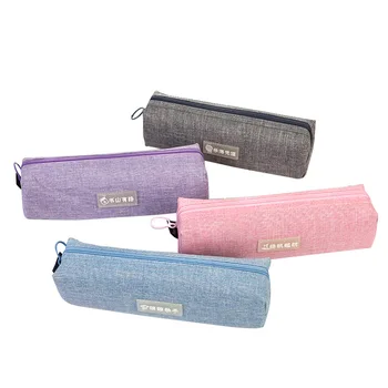 

Cute Solid Color Canvas Pencil Case High Capacity Pen Bags Cute Pencil Bags For Girls Gift School Supplies Korean Stationery