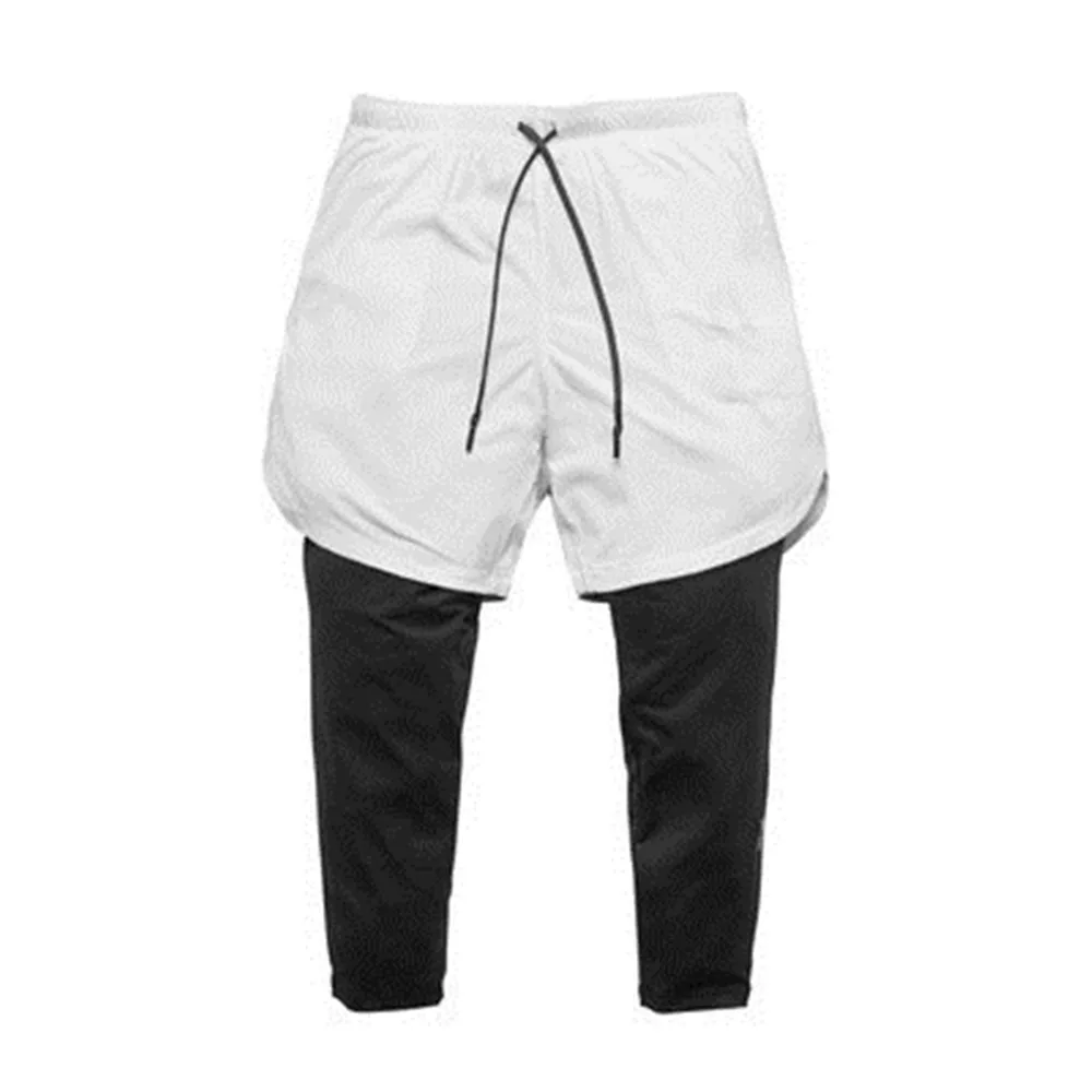 2 шт., мужские леггинсы, спортивные компрессионные штаны, спортивные брюки с карманами, Эластичные Обтягивающие беговая дорожка, штаны, леггинсы, Мужские штаны для бега