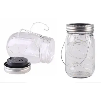 

2 Pieces 20 LED Outdoor Wedding Decor Energy Saving Solar Fairy Light Jar Lamp Garden Portable Lighting Accessories