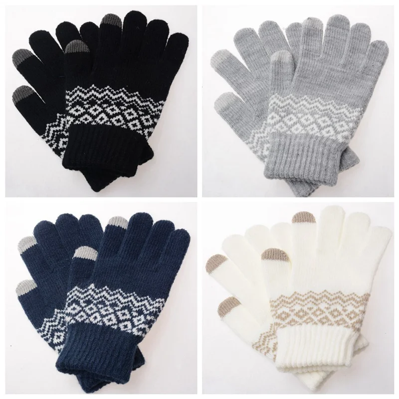 Men Women Touch Screen Gloves Winter Warm Fleece Lined Thermal Knitted Black Gloves Hot