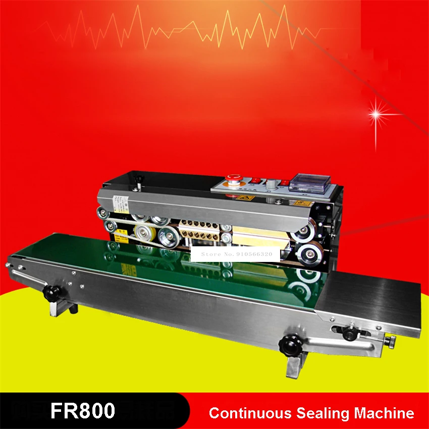 

FR800 Stainless Steel Continuous Sealer Aluminum Foil Plastic Bag Sealing Machine Automatic Heat Sealing Machine 110V/220V 80W