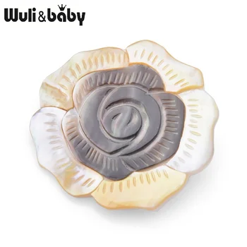 

Wuli&baby Natural Shell Rose Flower Brooches Women Peony Weddings Banquet Brooch Pins New Year Gifts