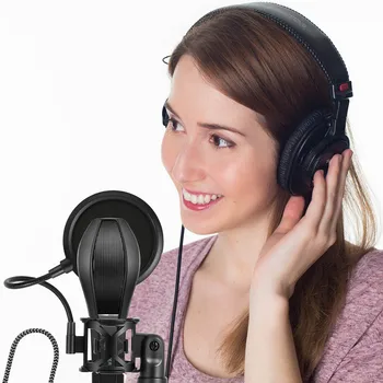 

Microphone Tripod Stand With Pop Filter Desktop Shock Mount Mic Holder for Podcasts Chat Meetings SP99