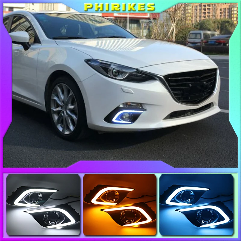 

DRL для Mazda 3 Mazda3 Axela 2014 2015 2016 светодиодный ные дневные ходовые огни дневной свет противотуманная лампа с указателем поворота